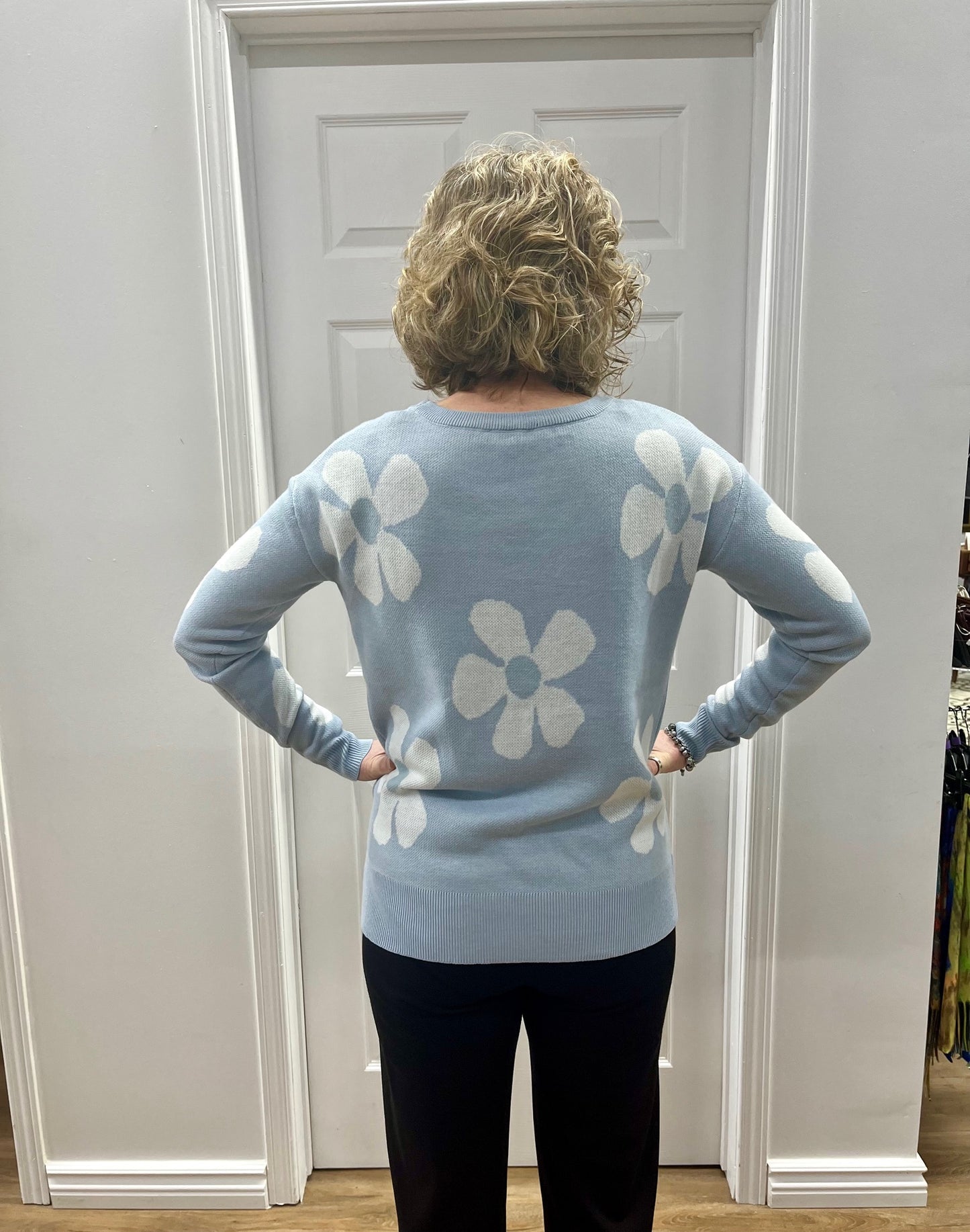 Orly Floral Sweater Light Blue 261122
