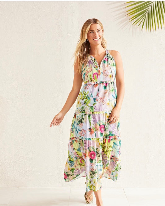 Tribal Sleeveless Tiered Maxi Dress w/Lining Sea Salt 8670-3917-3038