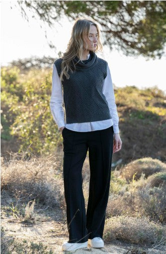 Marble Cowl Neck Sweater Vest Charcoal 8081-105