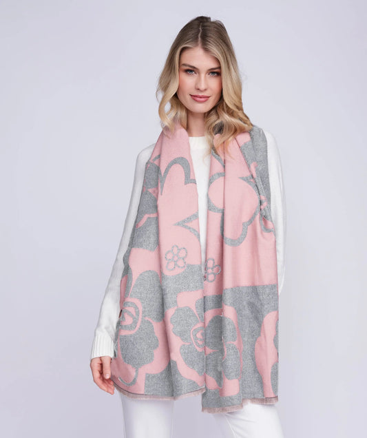 Pia Rossini Megan Scarf Silver Grey/Blush MEG001-GRY019