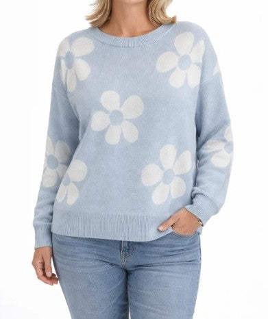 Orly Floral Sweater Light Blue 261122