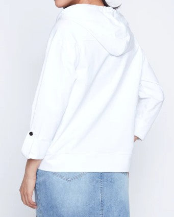 Orly 3/4 Sleeve Zip Front Hoodie White 261215