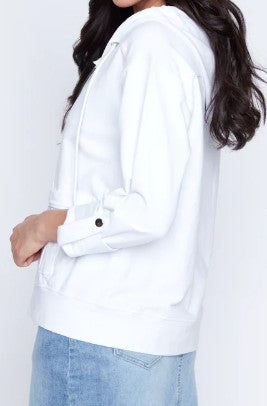 Orly 3/4 Sleeve Zip Front Hoodie White 261215