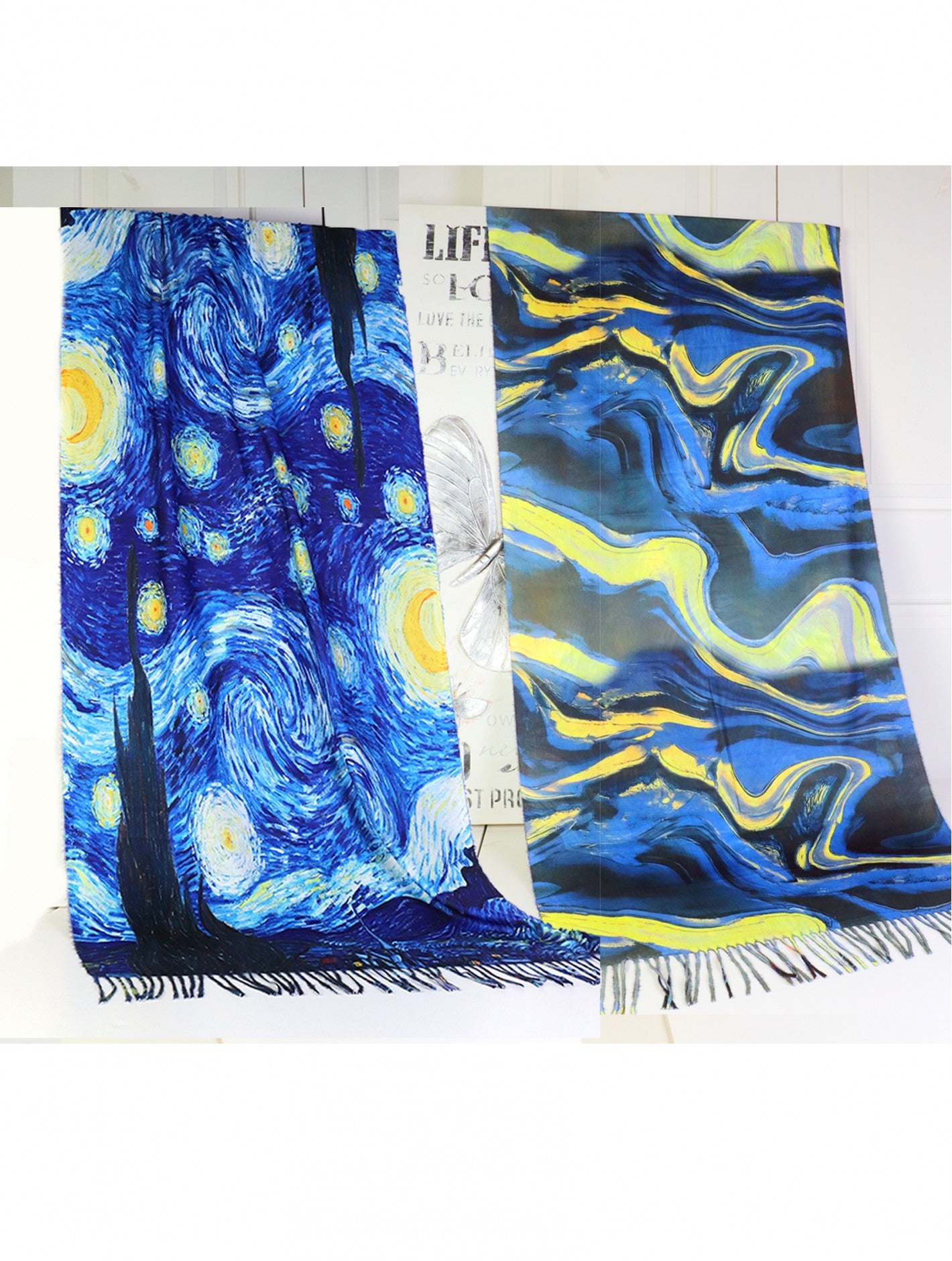 Cherie Bliss Van Gogh The Starry Night Oil Painting Double Sided Printed Scarf SF202523