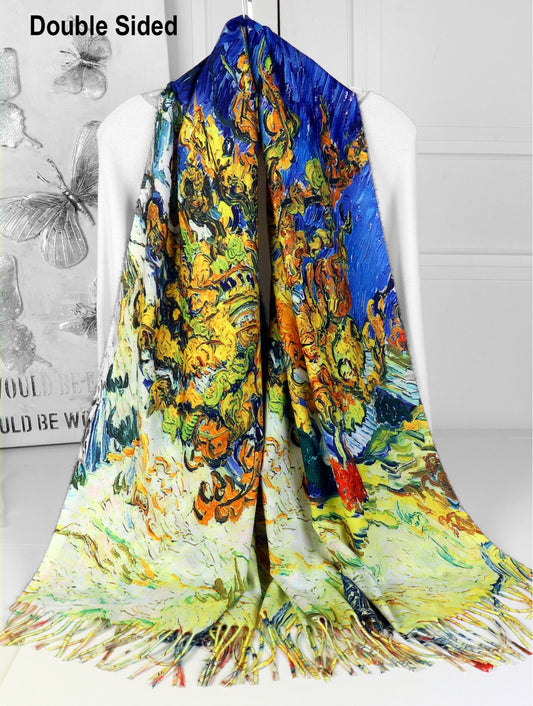 Cherie Bliss Van Gogh The Field Oil Painting Double Sided Printed Scarf SF202525