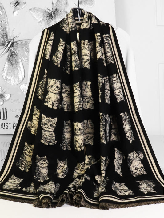 Cherie Bliss Cat Premium Scarf Black SF20461BK