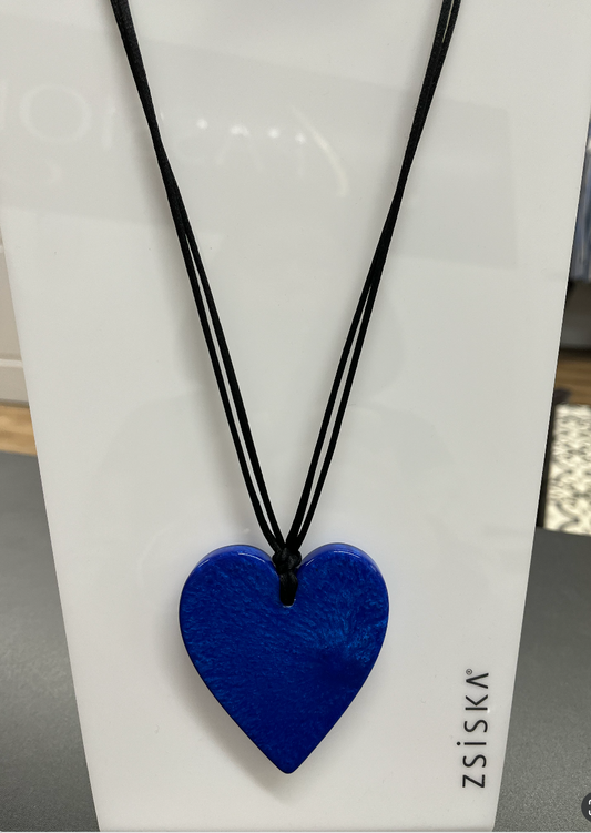 Zsiska Colourful Statement Large Heart Pendant  Metallic Blue 50602039069Q00