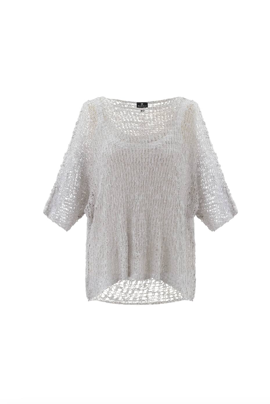 Marble Oversized Loose Knit Sweater w/ Elbow Length Sleeves Silver 5186-106