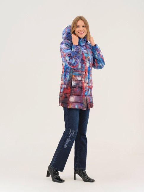 Dolcezza Simply Art Print Coat  Blue Multi 75843