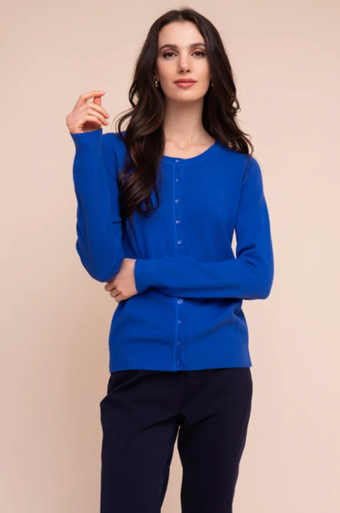 Alison Sheri Knit Button Up Cardigan Cobalt YRE701F26