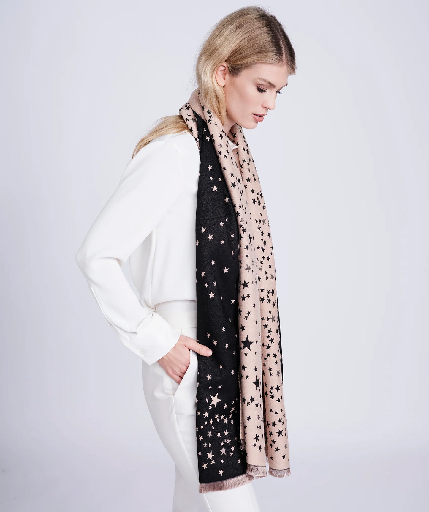 Pia Rossini Starlette Scarf Black/Camel STA002-BLA008