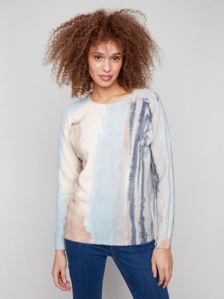 Charlie B Reversible Printed Raglan Sleeves Sweater Watercolour C2268Y-918A-P076