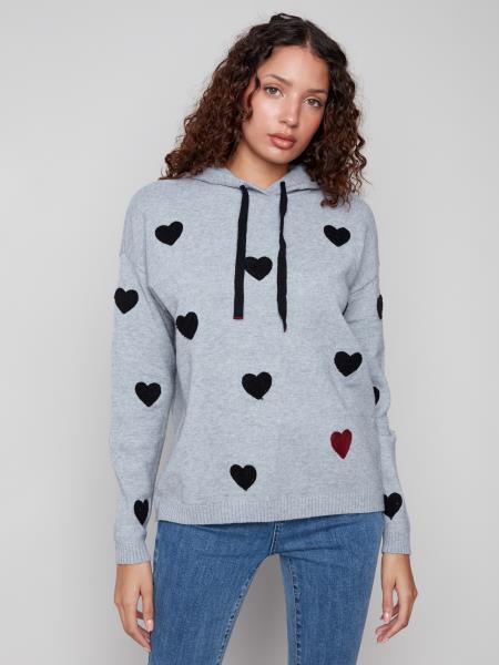 Charlie B Needle Punch Boucle Hoodie H. Grey C2436Y-736A-P008