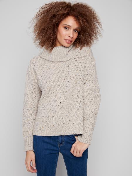 Charlie B Diagonal Cable Sweater H. Oat C2914-969B-905