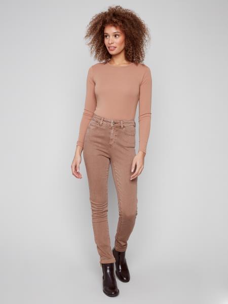 Charlie B Cuffed Hem 5 Pkt Coloured Twill Pants Truffle C5309Y-188B-610