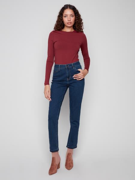 Charlie B Cuffed hem Slim 5 Pkt Stretch Denim Pants Dark Blue C5309Y-431A-680