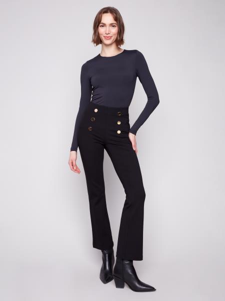 Charlie B Flare Ponte Pants Black C5661-633B-001