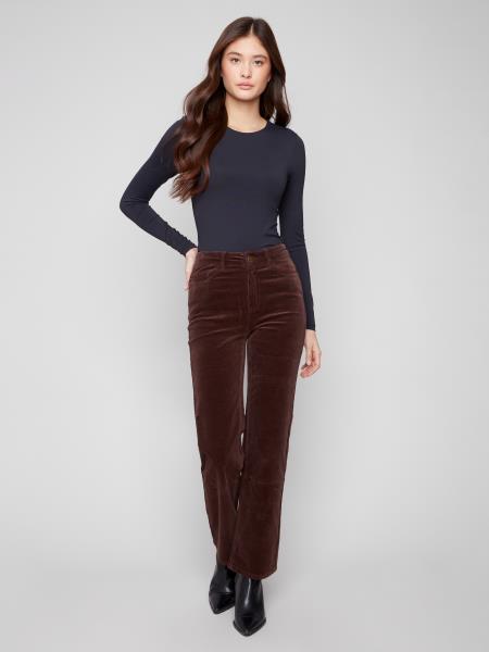 Charlie B Straight Leg Corduroy Pants Mocha C5684-660B-212