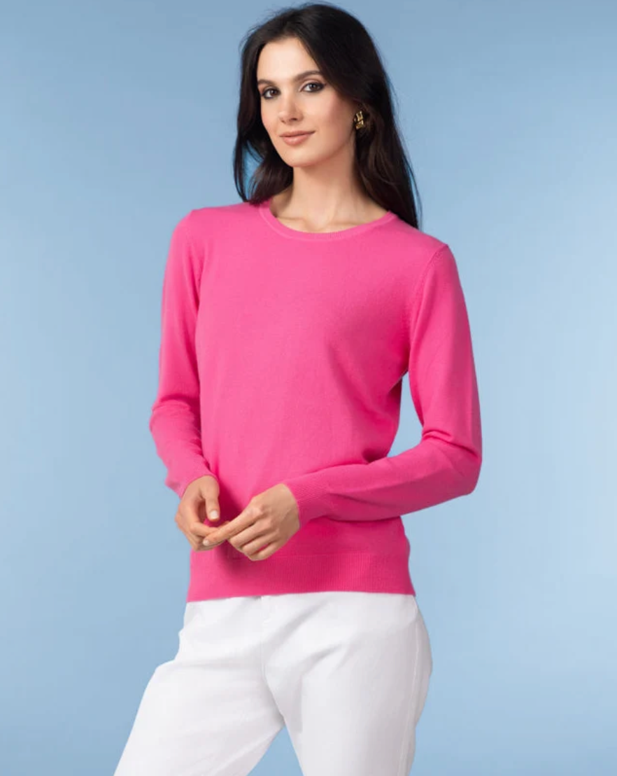 Alison Sheri Longsleeve Lightweight Sweater Fuchsia YRE704F26