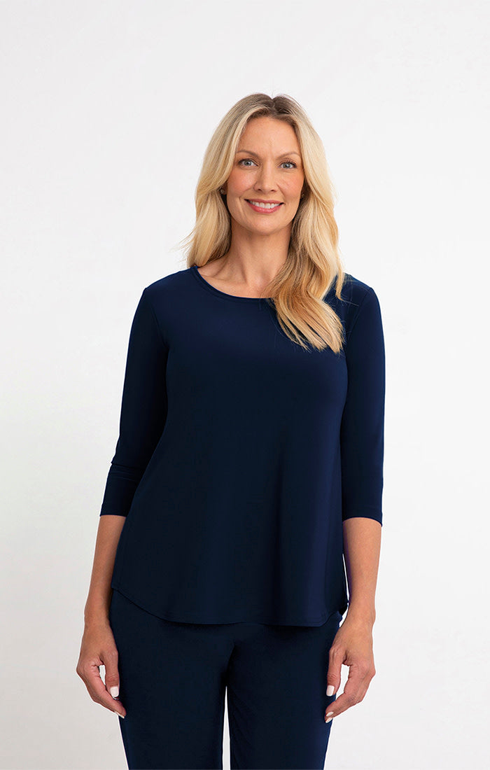 Sympli Go To Classic T Relax 3/4 Sleeve Navy 22110R-2