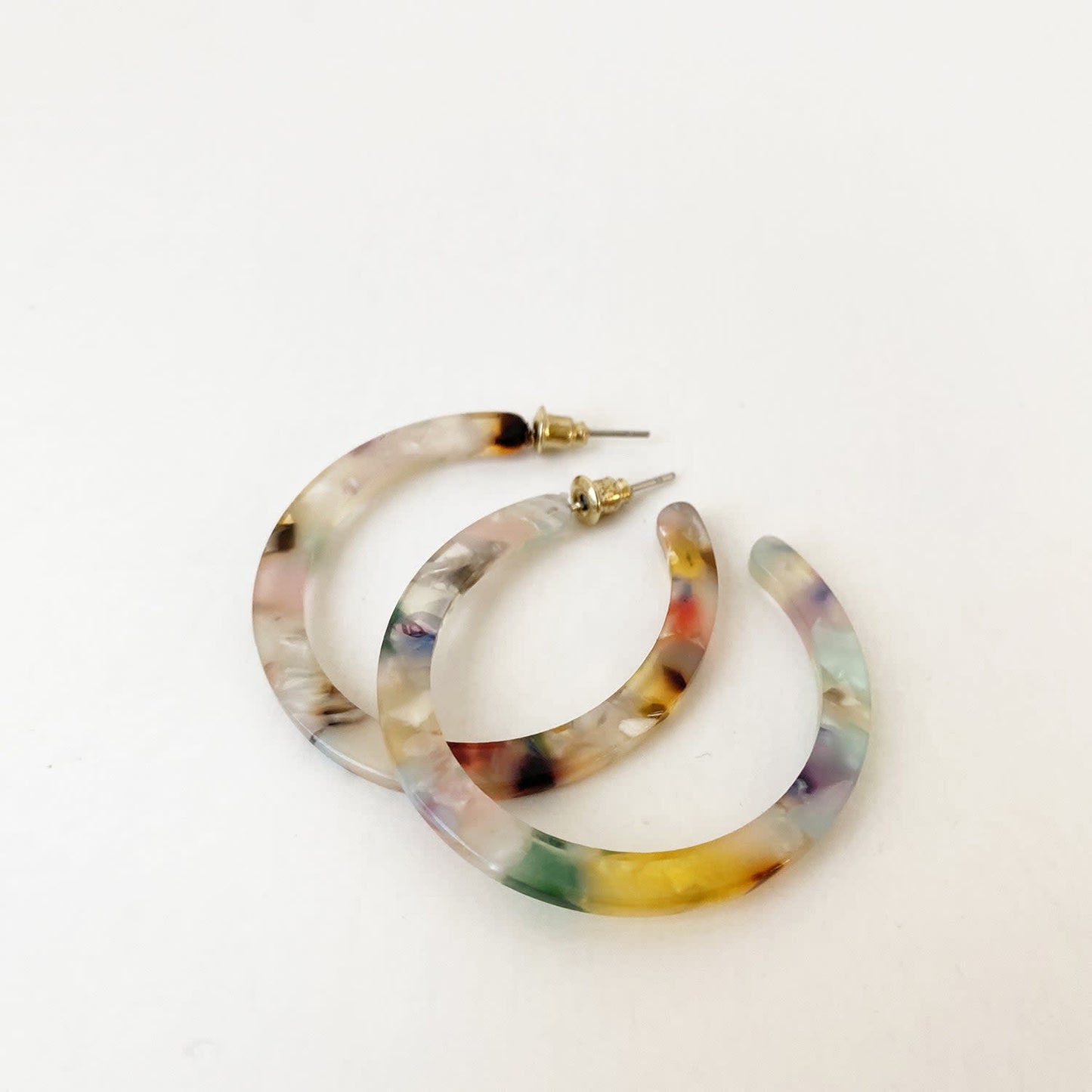 Caracol White & Gold Mix Coloured Dot Resin Earrings 2493-MXW