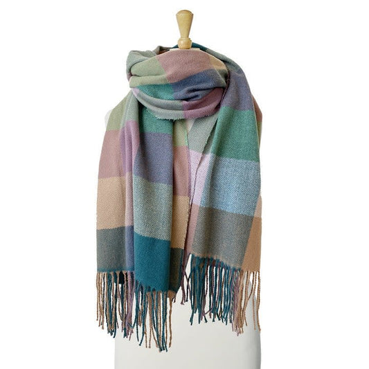 Caracol Plaid Scarf Pink/Green 6112-MIX