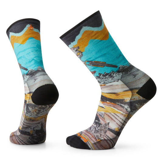 Smartwool Bike Zero Cushion Wolf Print Unisex Crew Socks SW0019681501