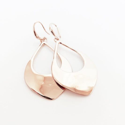 Caracol Rose Gold Hammered Teardrop Earrings 2397-RGD