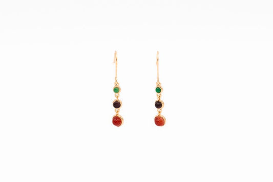 Caracol Mini Coloured Stones on Dangling Earrings Gold 2583-MIX-G