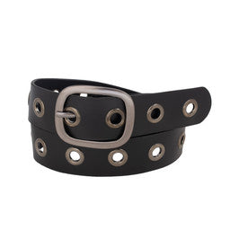 Silver Jeans Co. Leather Belt Black w/ Grommets 526