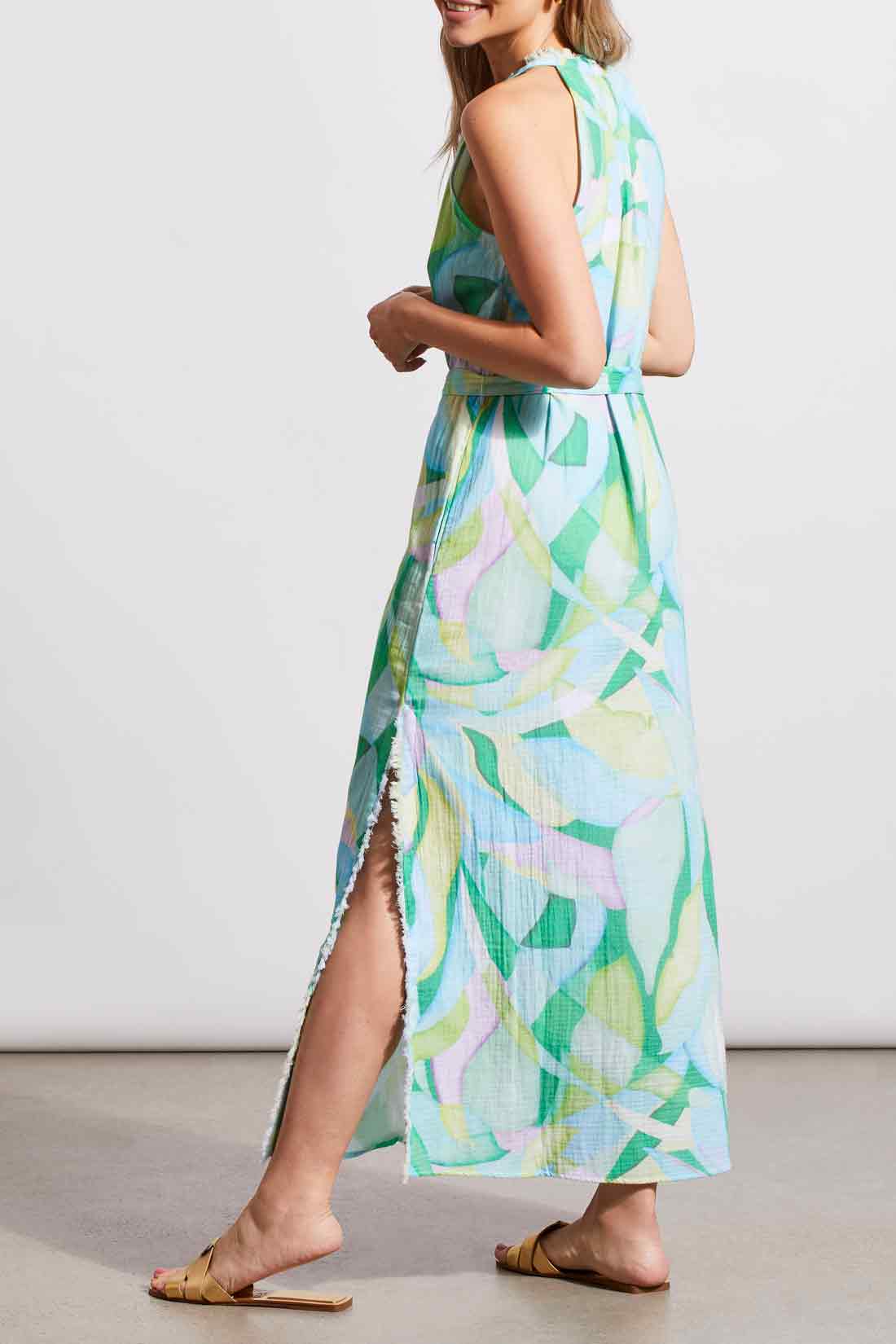 Tribal Halter Neck Belted Maxi Dress Blue Sea 8840-3525-1778
