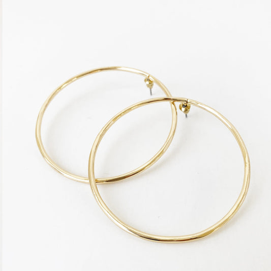 Caracol Shiny Gold Delicate & Big Hoop Earrings 2481-GLD-S