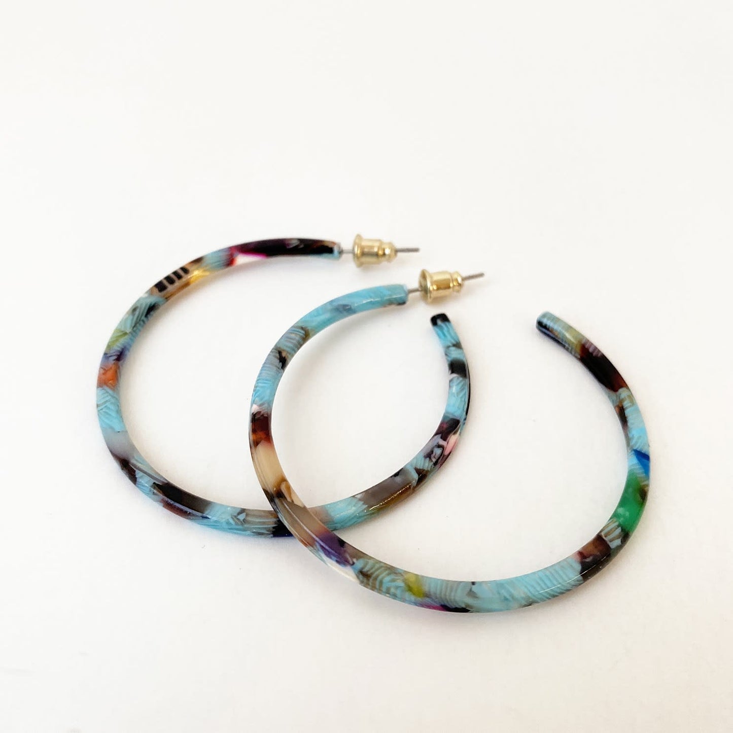 Caracol Turquoise Mix Medium Resin Coloured Hoops 2437-TRQ